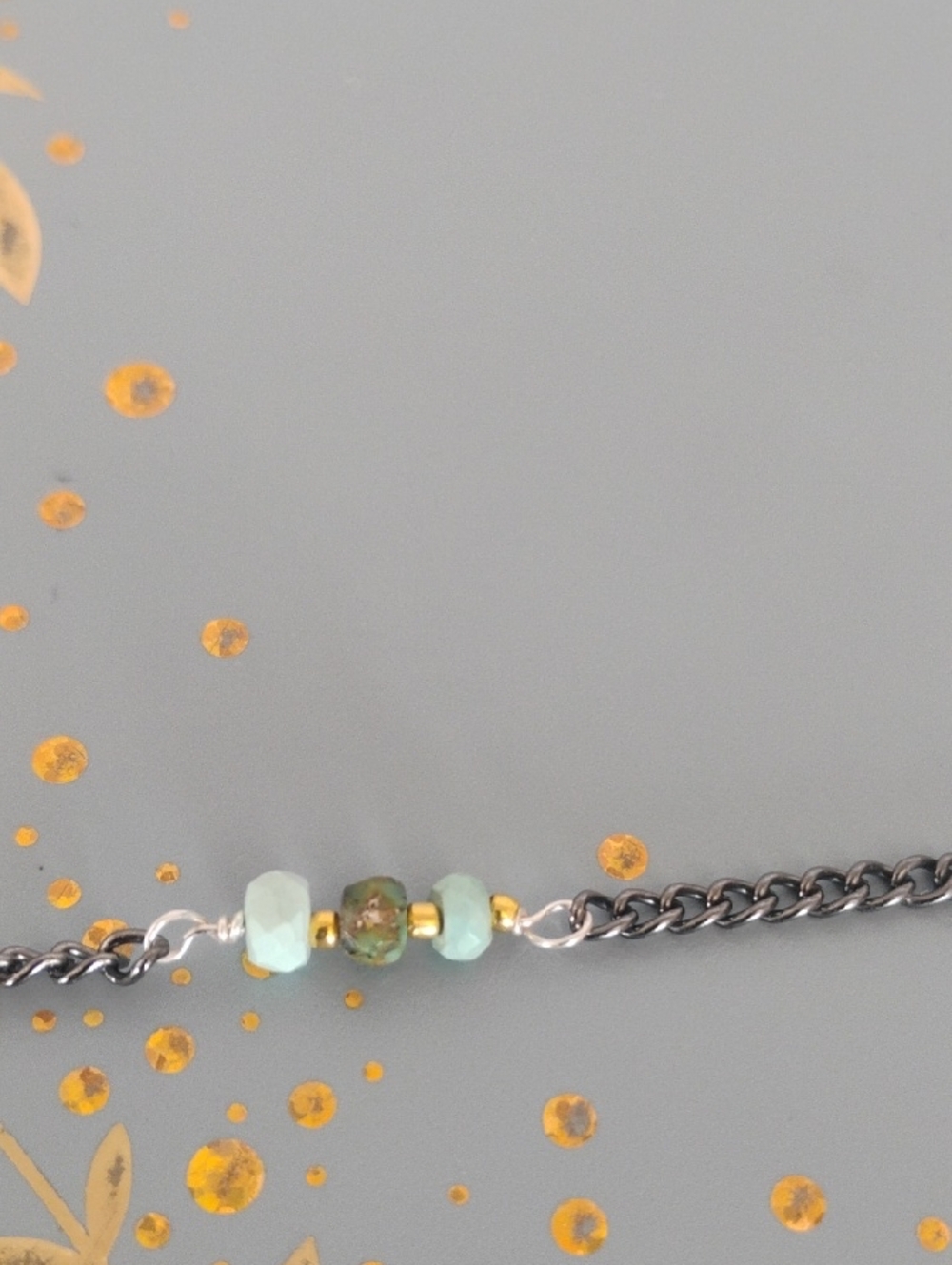 Kingman Turquoise With Gold Beads Bracelet